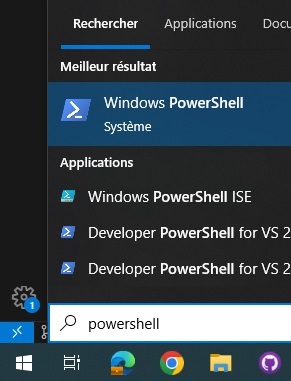 Rechercher PowerShell dans Windows